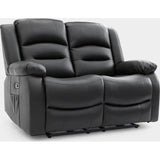 Alva Electric Recliner Sofa Black 2 Seater