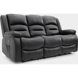 Alva Electric Recliner Sofa Black 3 Seater