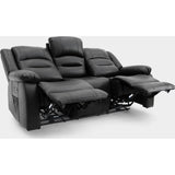 Alva Electric Recliner Sofa Black 3 Seater