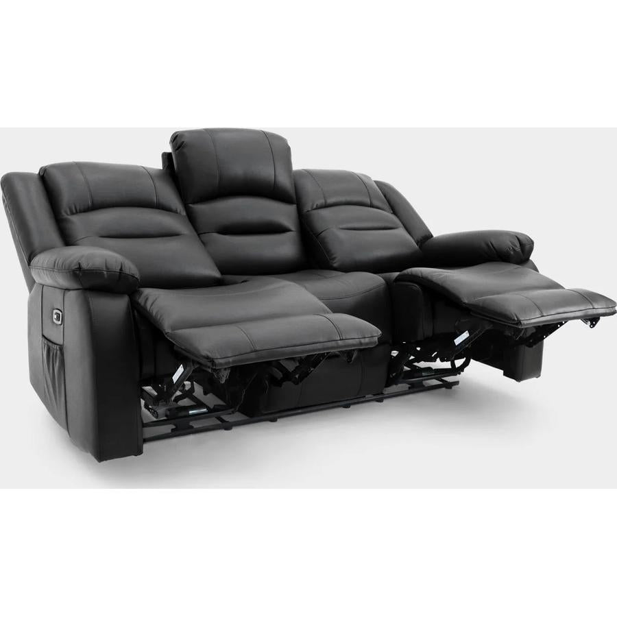 Alva Electric Recliner Sofa Black 3 Seater