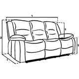 Alva Electric Recliner Sofa Grey 3 Seater