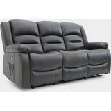 Alva Electric Recliner Sofa Grey 3 Seater