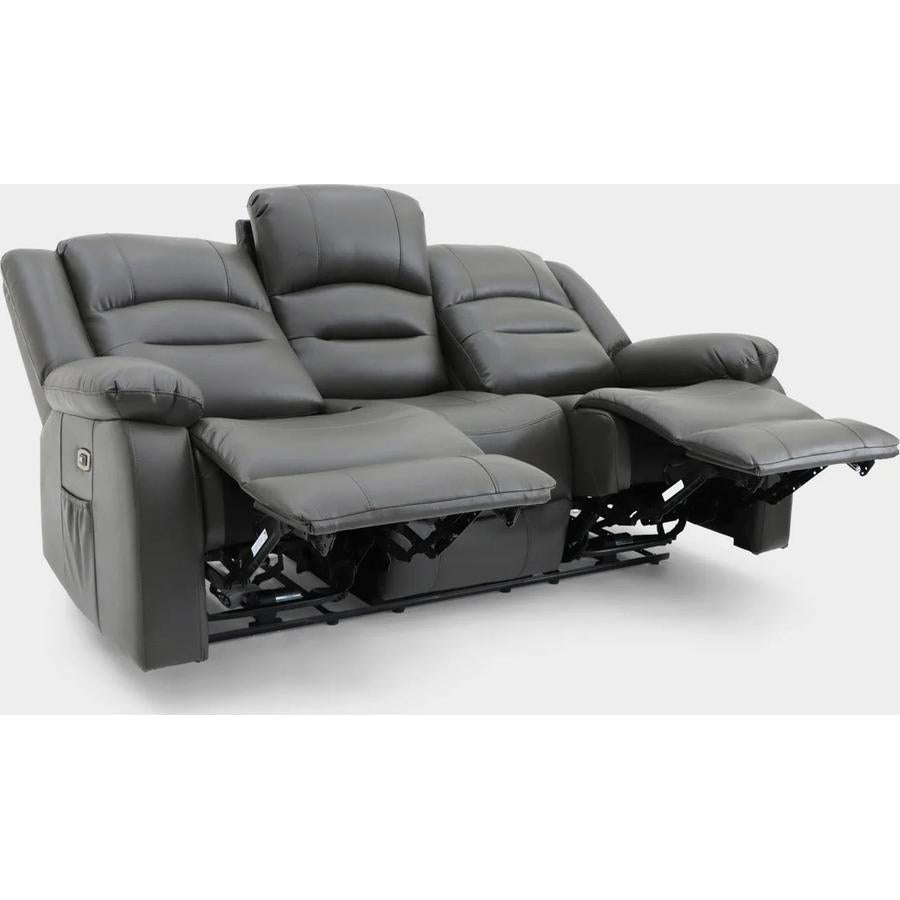 Alva Electric Recliner Sofa Grey 3 Seater