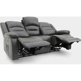 Alva Electric Recliner Sofa Grey 3 Seater