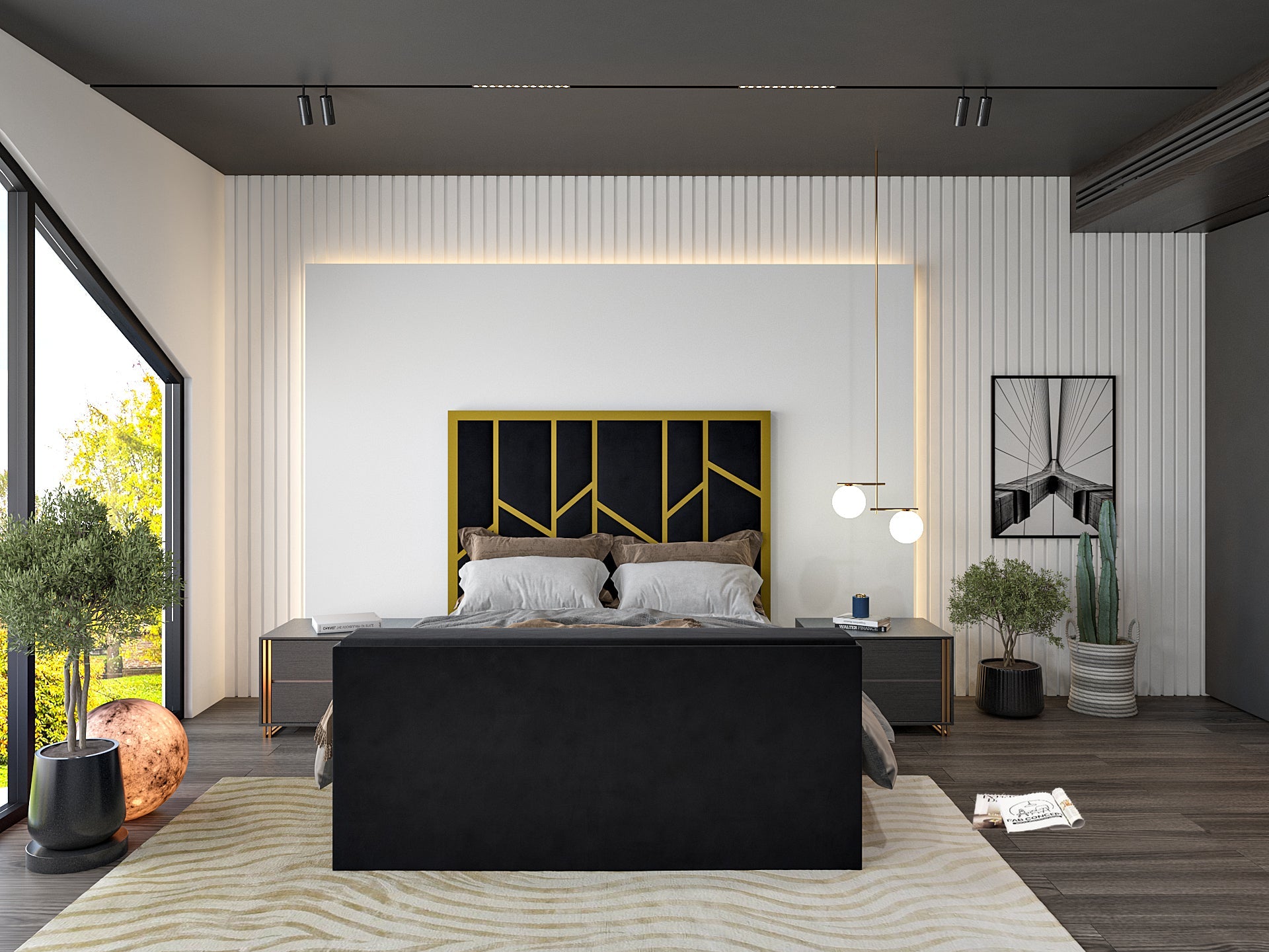 Anji Luxe Metal TV Bed Frame