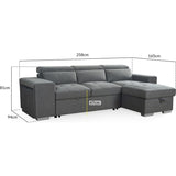 Artemis Universal Fabric Corner Sofabed In Grey