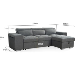 Artemis Universal Fabric Corner Sofabed - Grey