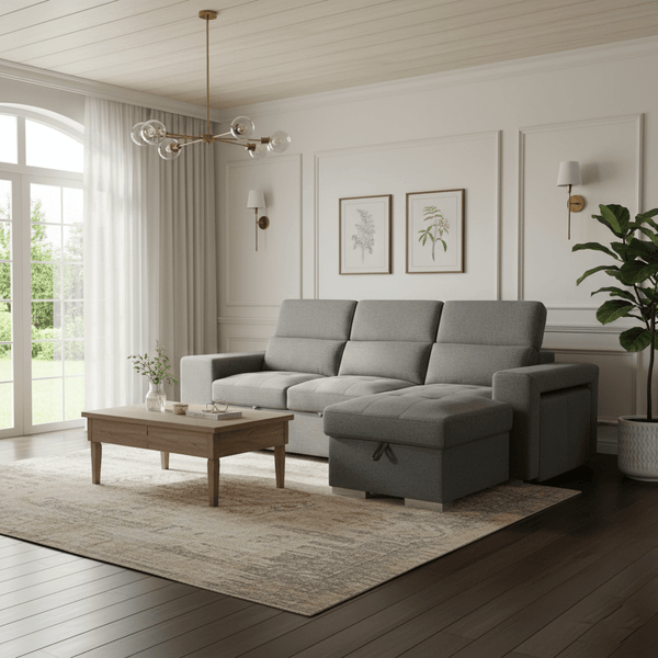 Artemis Universal Fabric Corner Sofabed In Grey