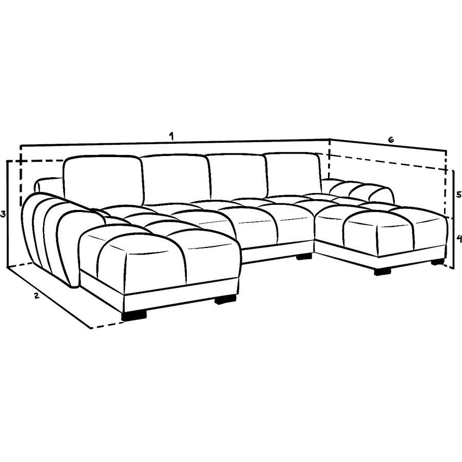 Azzuro Sofa Grey U Shape Corner