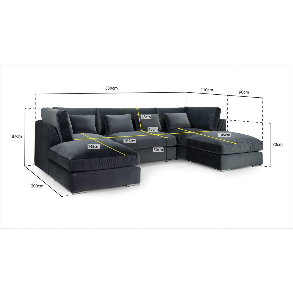 Belgravia Slate U Shape Corner Sofa