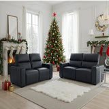Bellagio Genuine Leather Electric Recliner 3+2 Seater Sofa In Black