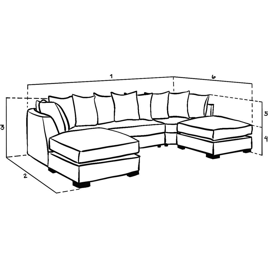 Bishop Scatterback Sofa Platinum U Shape Corner