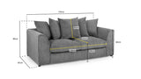 Harley Jumbo Sofa Grey 3 Seater