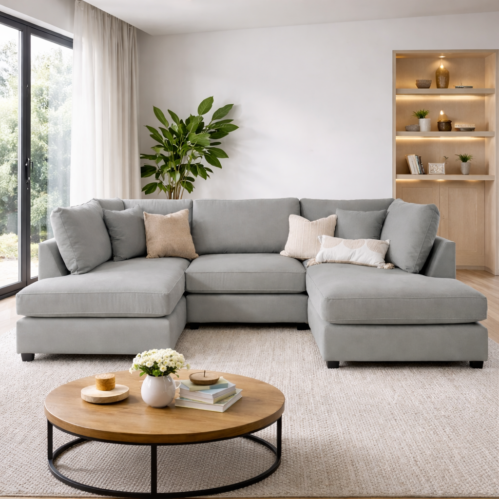 Carnaby Sofa Plush Grey U Shape Corner