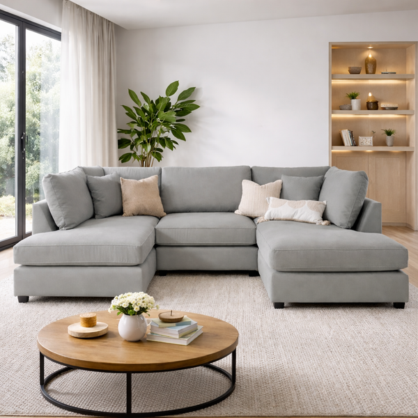 Carnaby Sofa Plush Grey U Shape Corner