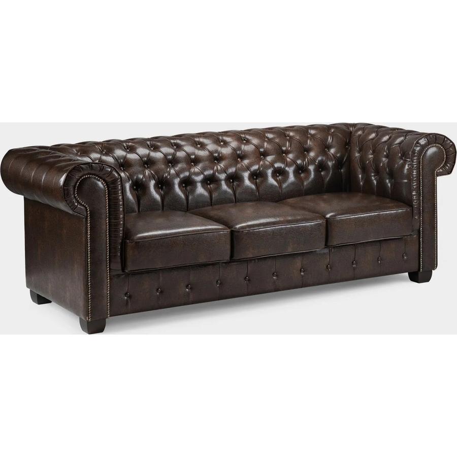 Chesterfield Sofa Antique 3 Seater Brown