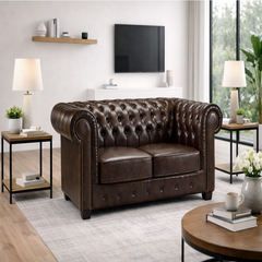 Chesterfield Sofa Antique Brown 2 Seater