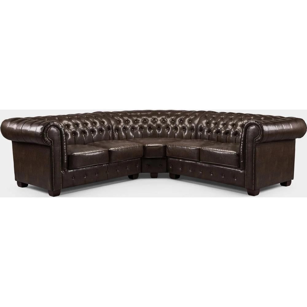 Chesterfield Sofa Antique Brown Large Corner