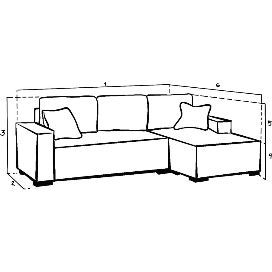 Cimiano Sofa Bed Black/Grey Right Hand Facing Corner