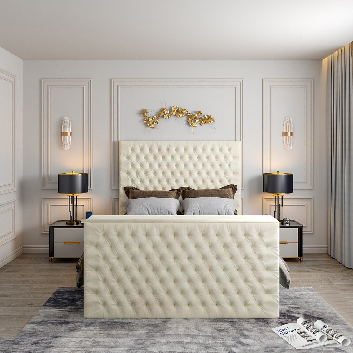 Capella Upholstered Soft Velvet TV Bed Frame