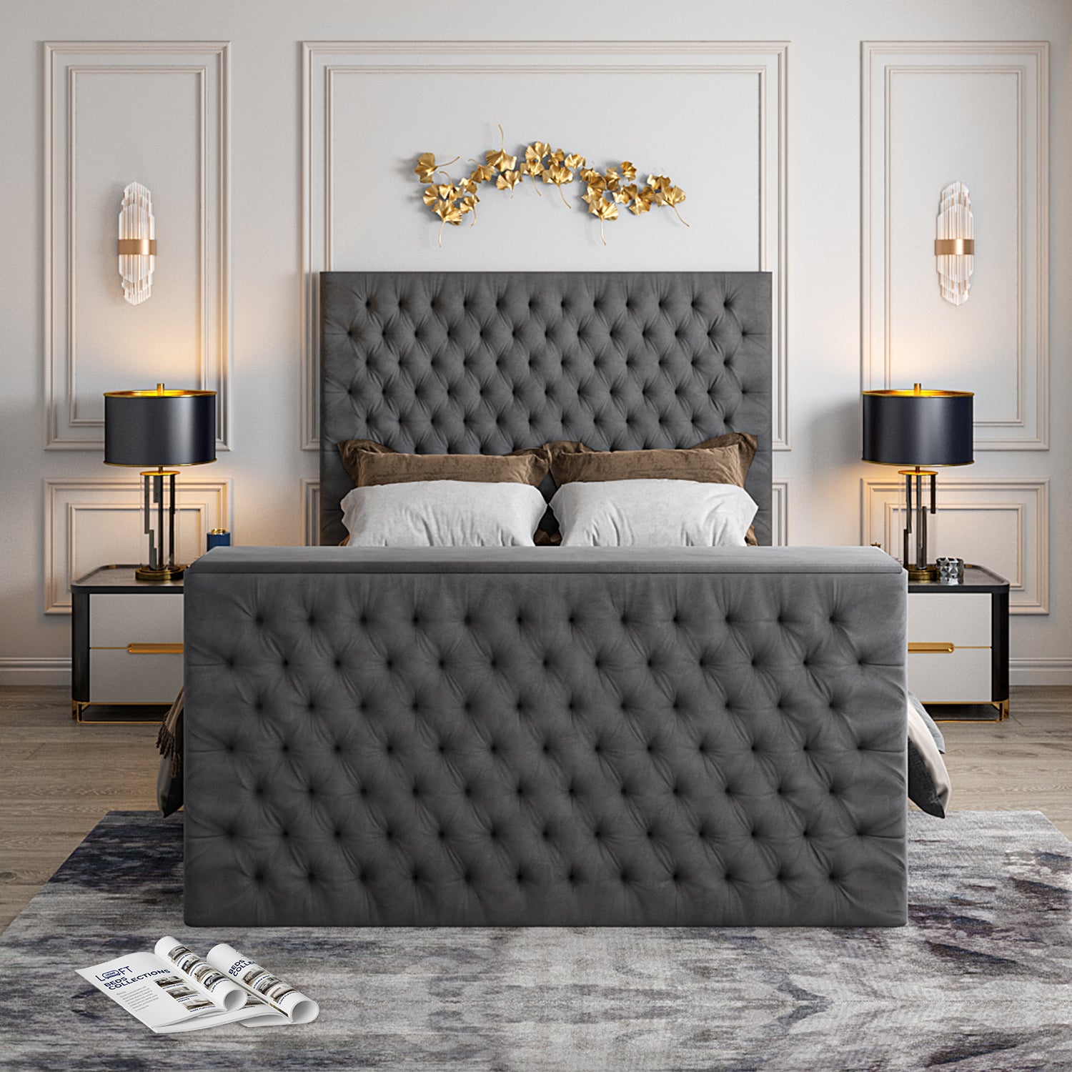 Capella Upholstered Soft Velvet TV Bed Frame
