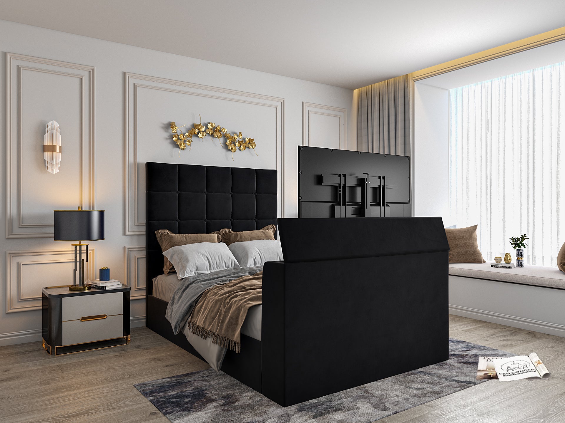 Cubica Upholstered TV Bed Frame