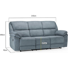 Elio Recliner Fabric 3 Seater Sofa - Grey
