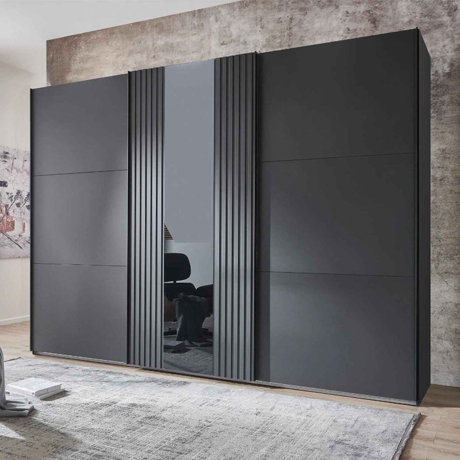Amberley Graphite 250cm Sliding Door Wardrobe with Mirror