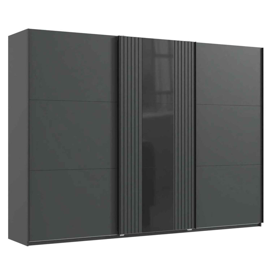Amberley Graphite 250cm Sliding Door Wardrobe with Mirror