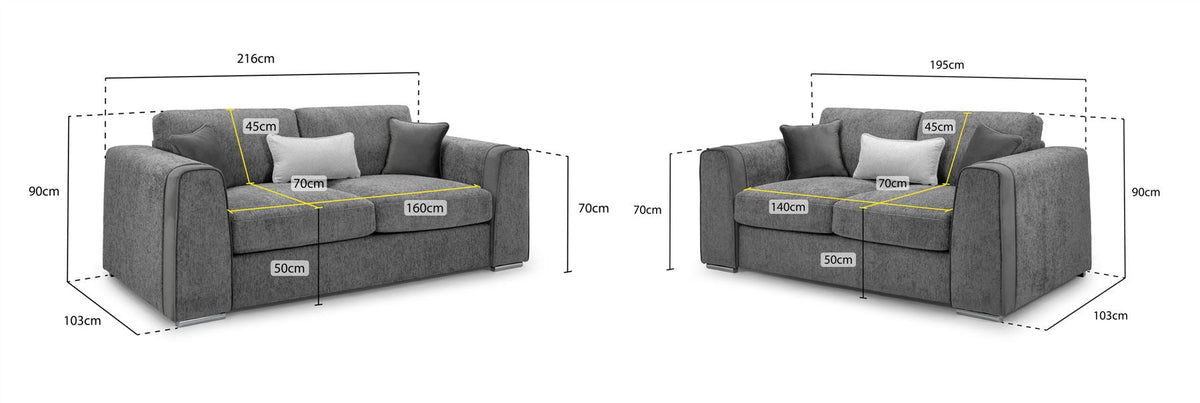 Naples Sofa 3+2 Set In Grey