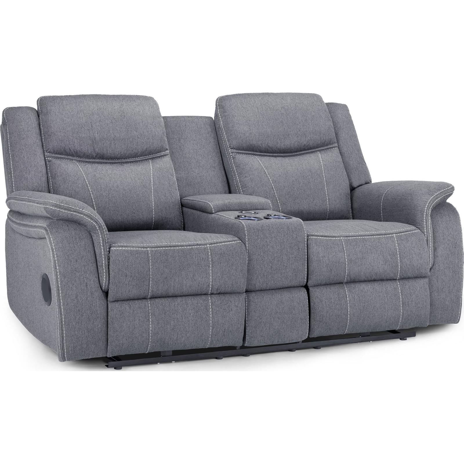 Galaxy Tech Recliner Fabric 2 Seater In Grey