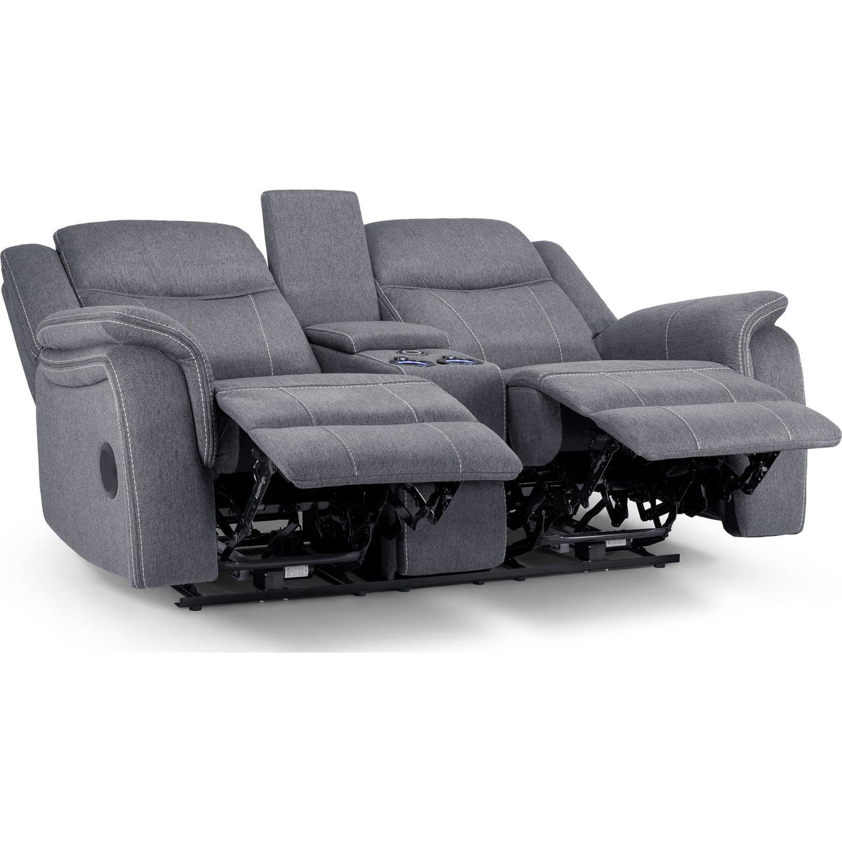 Galaxy Tech Recliner Fabric 2 Seater In Grey