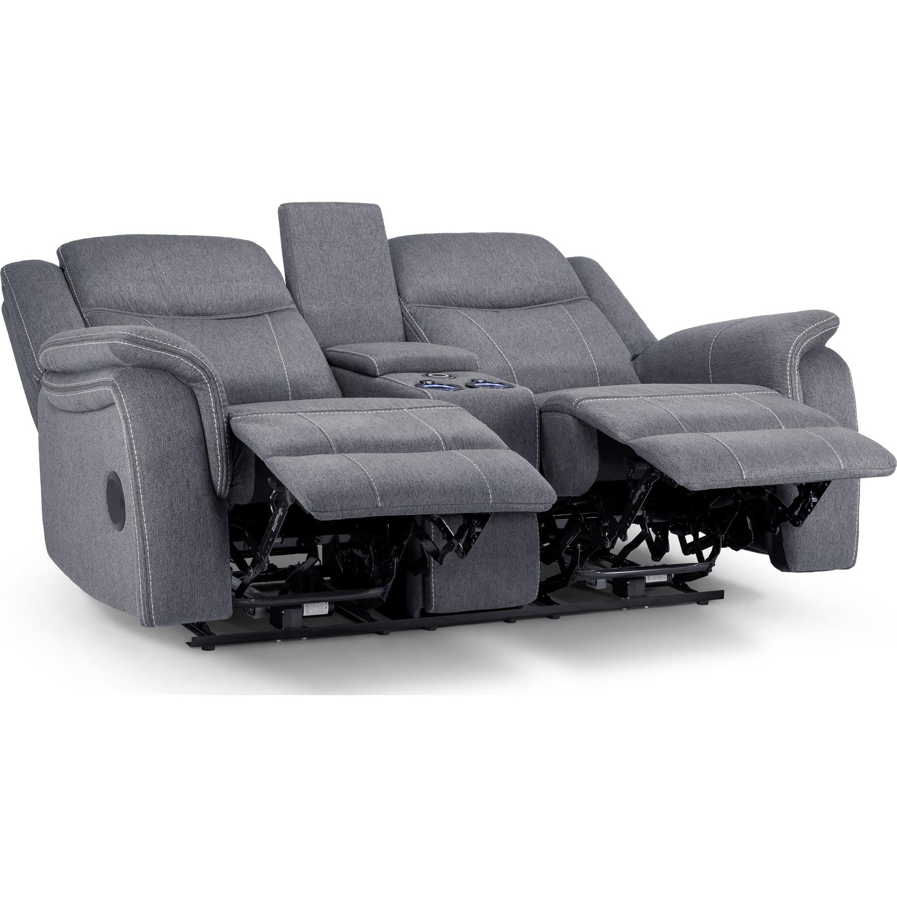 Galaxy Tech Recliner Fabric 2 Seater In Grey