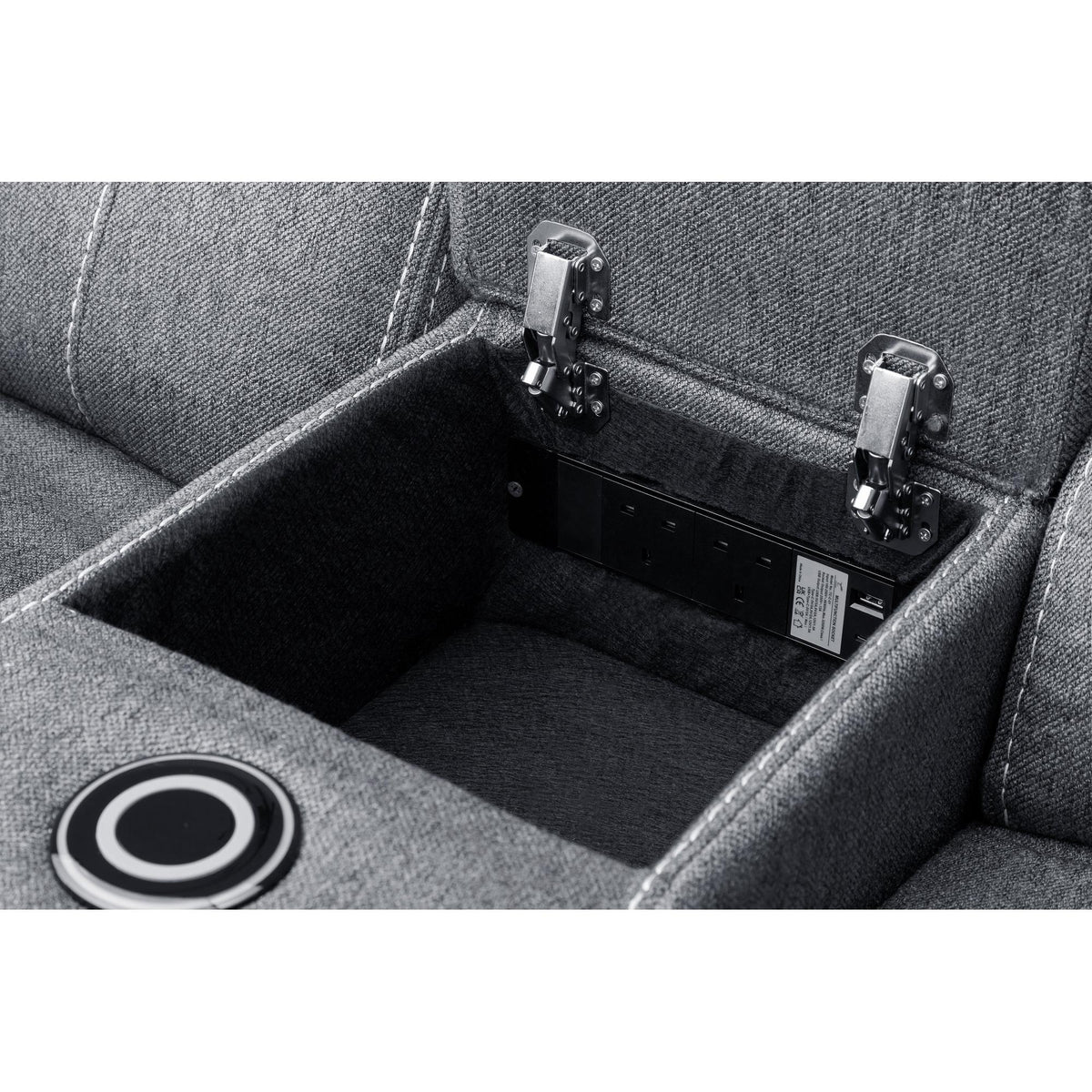 Galaxy Tech Recliner Fabric 2 Seater In Grey