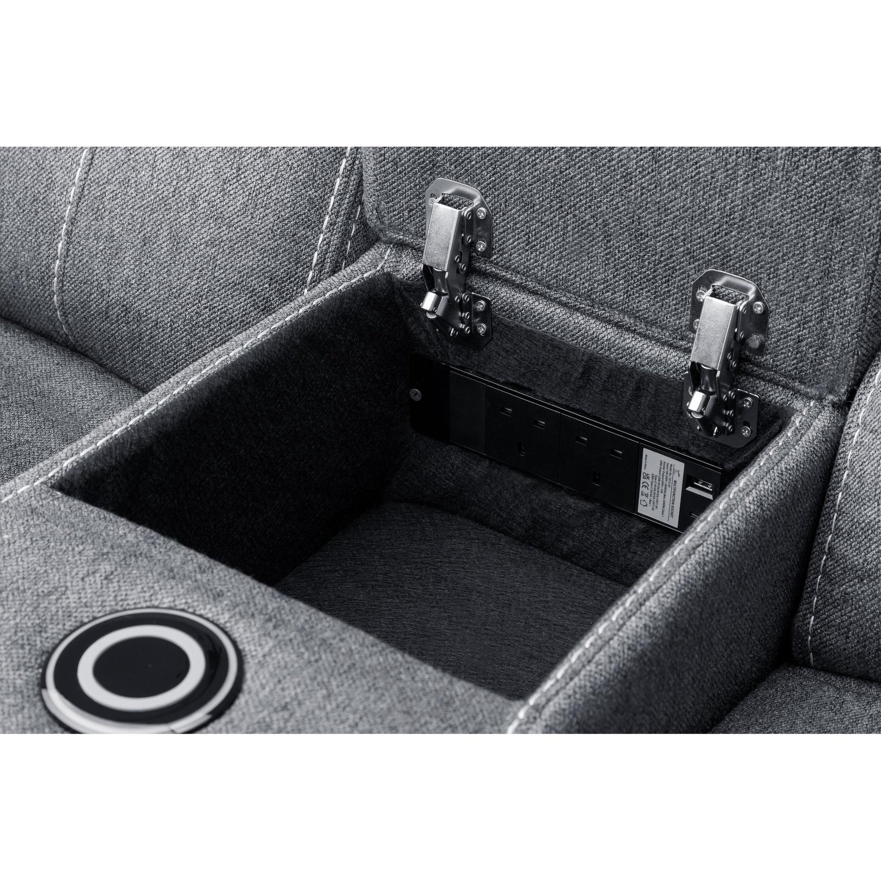 Galaxy Tech Recliner Fabric 2 Seater In Grey