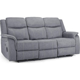 Galaxy Tech Recliner Fabric 3 Seater In Grey