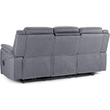 Galaxy Tech Recliner Fabric 3 Seater In Grey