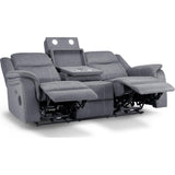 Galaxy Tech Recliner Fabric 3 Seater In Grey
