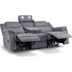 Galaxy Tech Recliner Fabric 3 Seater - Grey