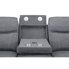 Galaxy Tech Recliner Fabric 3 Seater - Grey