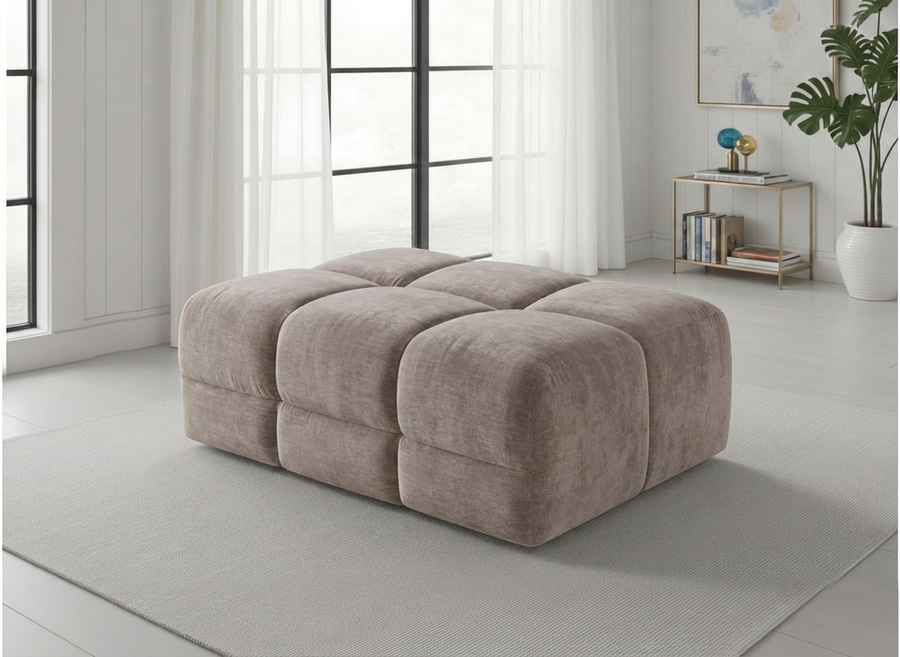 Bamburgh Latte Quilted Footstool