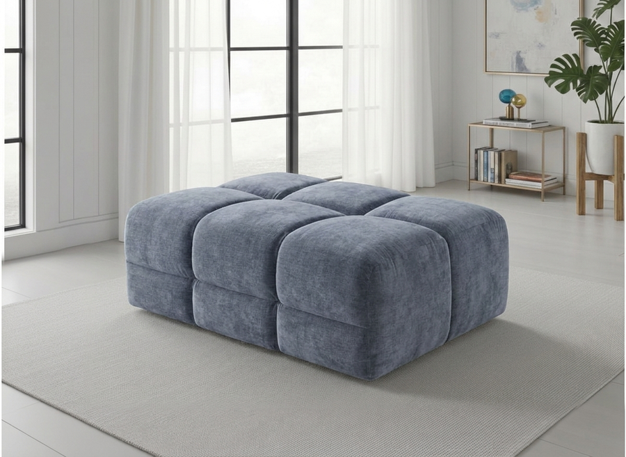 Bamburgh Grey Quilted Footstool