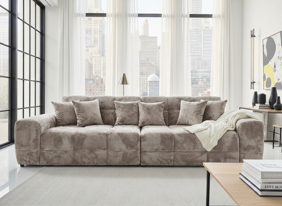 Bamburgh Mocha Quilted 4 Seater Sofa