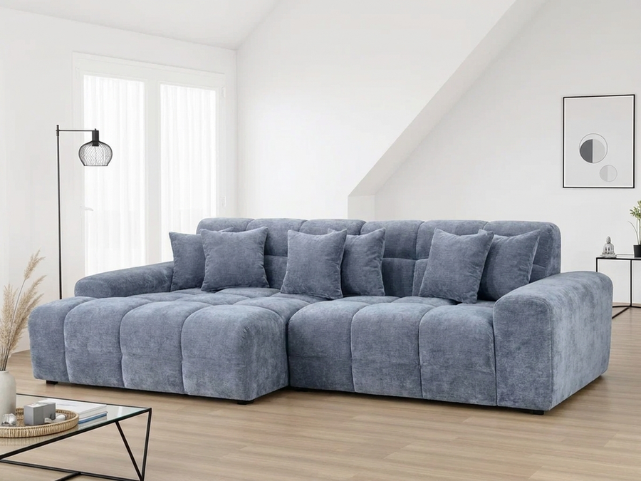 Bamburgh Grey Quilted Left Hand Facing Corner Sofa