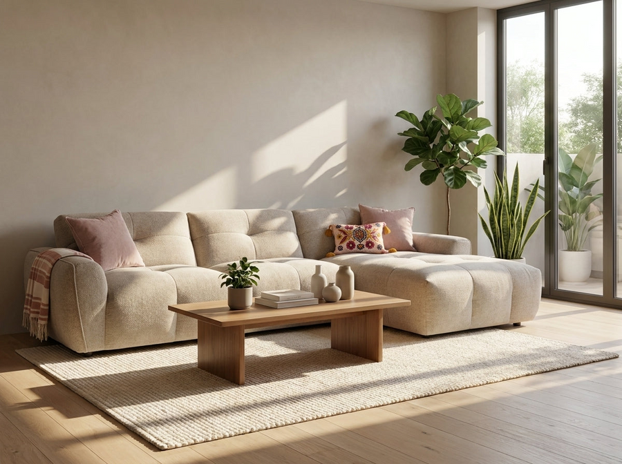 Ambleside Beige Right Hand Facing Chaise Corner Sofa