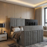 Atom Upholstered Soft Velvet TV Bespoke Bed Frame
