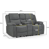 Harald Electric Recliner 2 Seater Sofa In Graphite