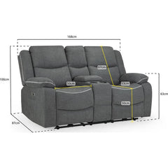 Harald Electric Recliner 2 Seater Sofa - Graphite