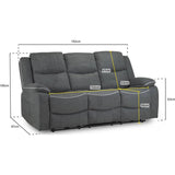 Harald Electric Recliner 3 Seater Sofa - Graphite