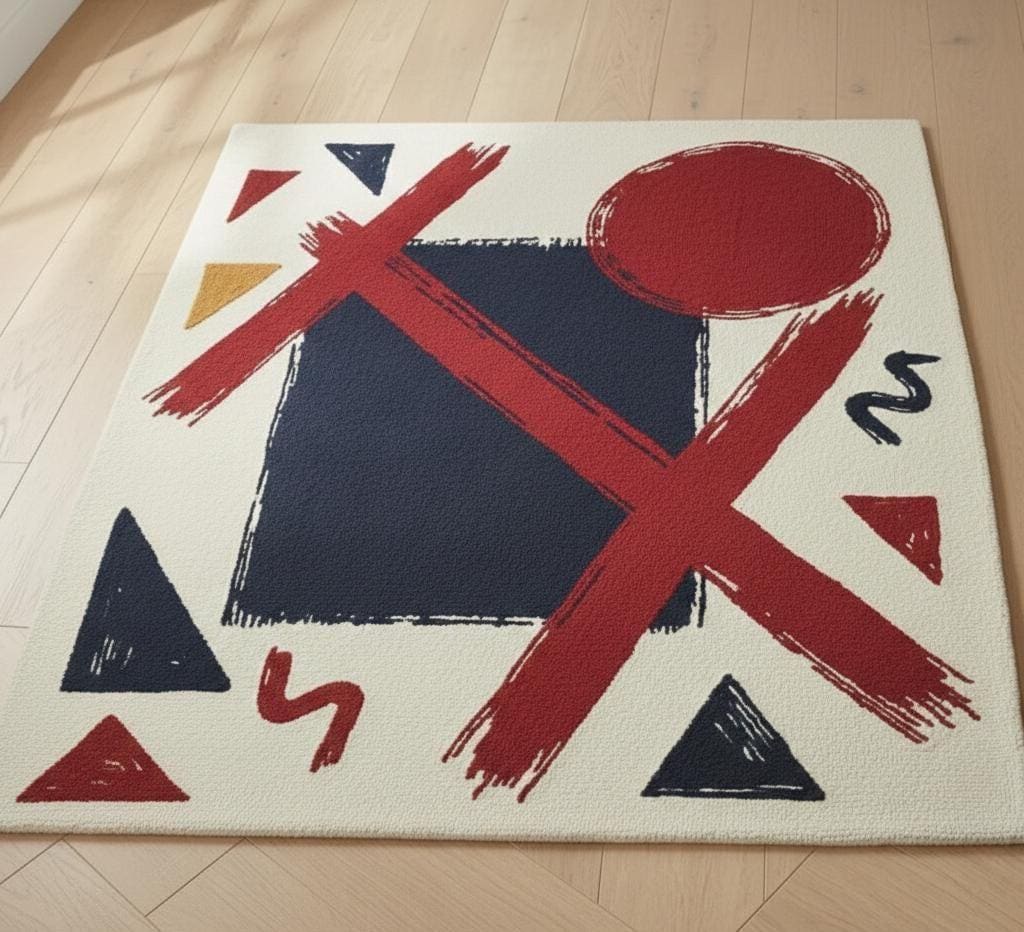 Modern Geometric Wool Rug – Hand Tufted Designer Living Room Rug – image 6